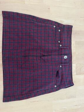 Plaid Mini Skirt in Burgundy and Navy